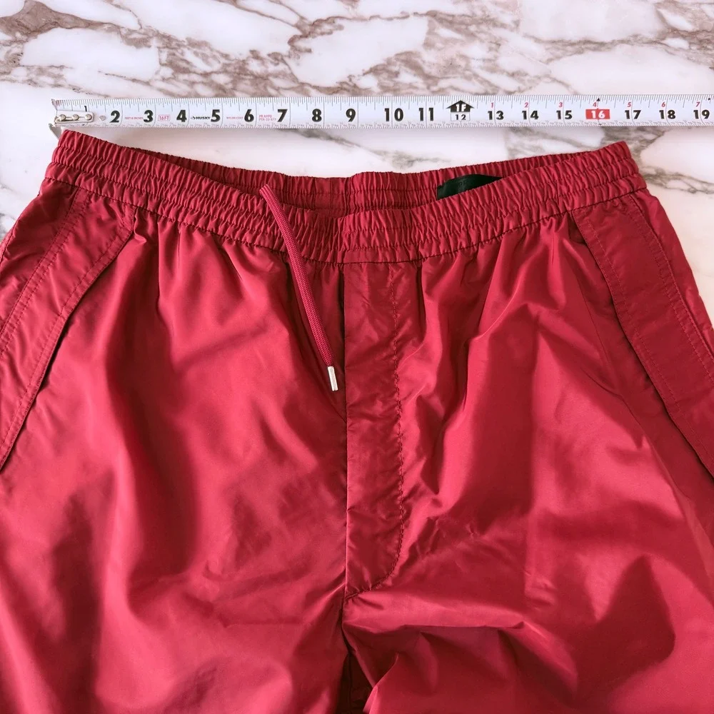 Prada Men's Red Re-Nylon Jogging Pants SPH374 Large, Triangle logo, stretch
